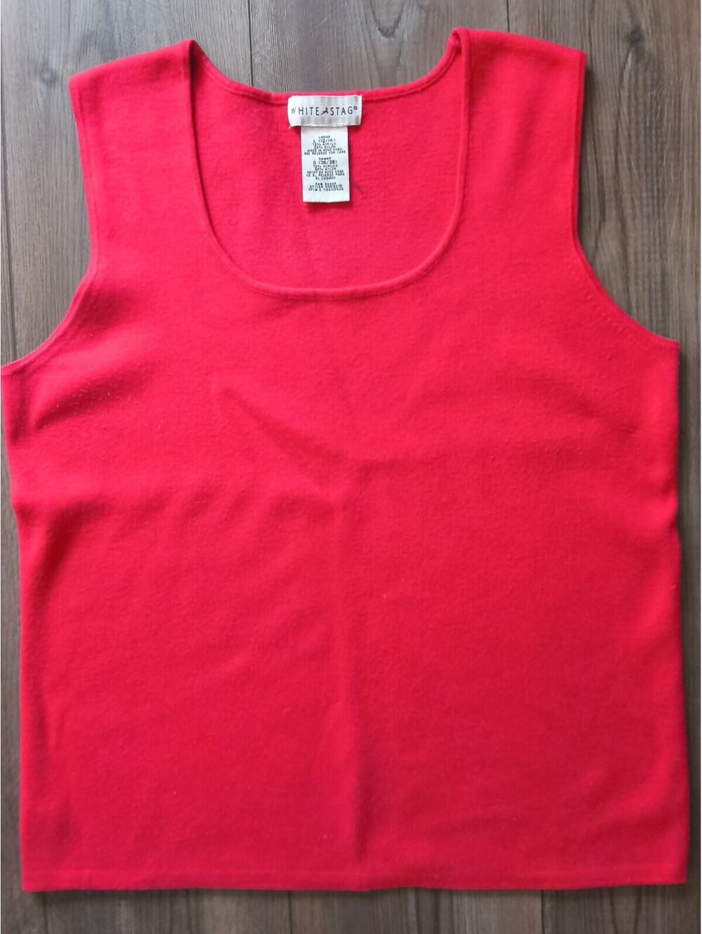 White Stag 90s Y2K Ladies Red Sleeveless Retro Knit Top Size L